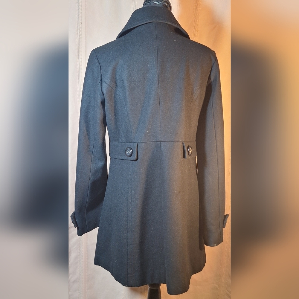 TULLE Black Double-Breasted Pea Coat - Picture 4 of 9